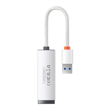 Переходник/Адаптер BASEUS Lite Series Ethernet Adapter, USB A- RJ45 (1000Mbps), белый - 5