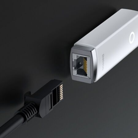 Переходник/Адаптер BASEUS Lite Series Ethernet Adapter, USB A- RJ45 (1000Mbps), белый - 4