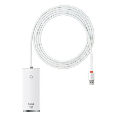 Переходник/Адаптер BASEUS Lite Series 4-Port, Разветвитель, USB - 4xUSB3.0, белый, кабель 2м - 1