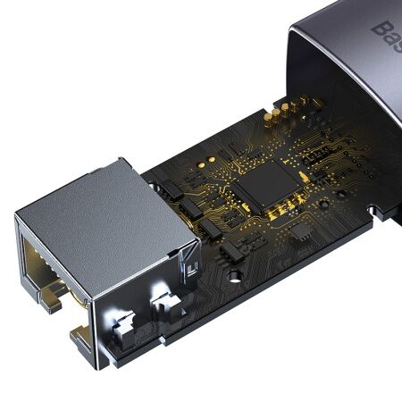 Переходник/Адаптер BASEUS Lite Series Ethernet Adapter (Aluminum Alloy), Type-C - RJ45 (1000Mbps), серый - 3