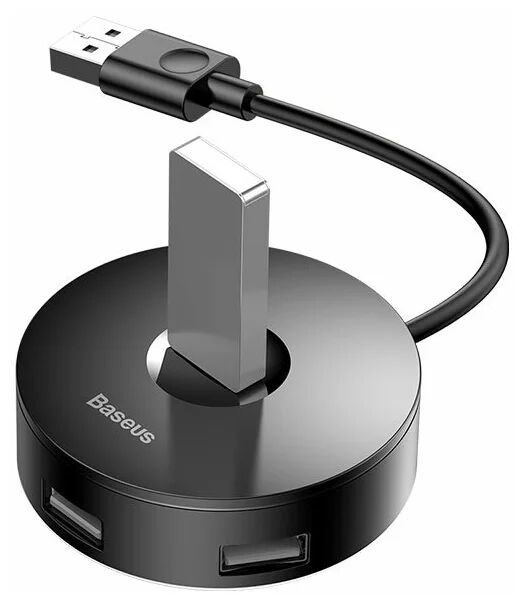 Переходник BASEUS Round Box, Разветвитель, USB - 1xUSB3.0  3xUSB2.0, 25 см, черный - 2