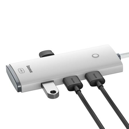 Переходник/Адаптер BASEUS Lite Series 4-Port, Разветвитель, USB - 4xUSB3.0, белый, кабель 2м - 4