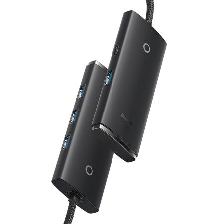 Переходник/Адаптер BASEUS Lite Series 4-Port, Разветвитель, USB - 4xUSB3.0, черный, кабель 0,25см - 6