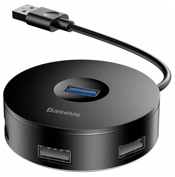 Переходник BASEUS Round Box, Разветвитель, USB - 1xUSB3.0  3xUSB2.0, 25 см, черный - 1