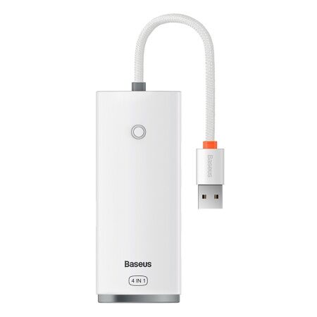 Переходник/Адаптер BASEUS Lite Series 4-Port, Разветвитель, USB - 4xUSB3.0, белый, кабель 0,25см - 1