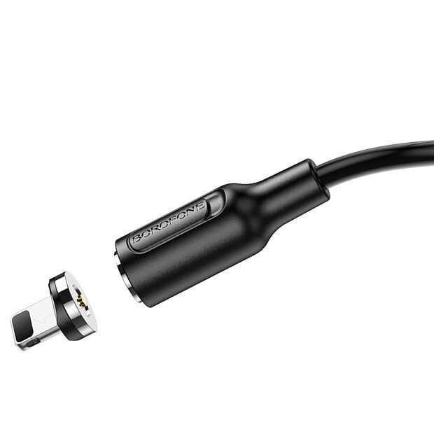 USB кабель BOROFONE BX41 Amiable Lightning 8-pin, магнитный, 1м, 2.4A, PVC (черный) - 4