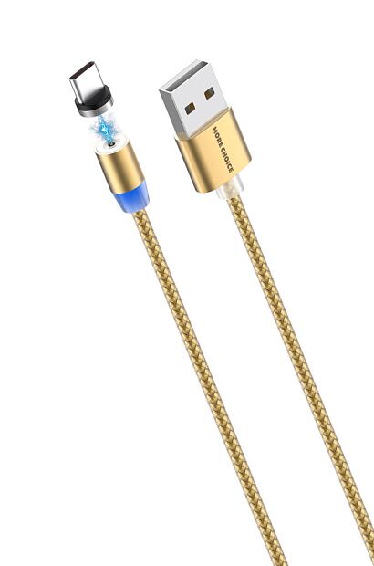 Дата-кабель Smart USB 3.0A для Type-C Magnetic More choice K61Sa нейлон 1м золотой - 5