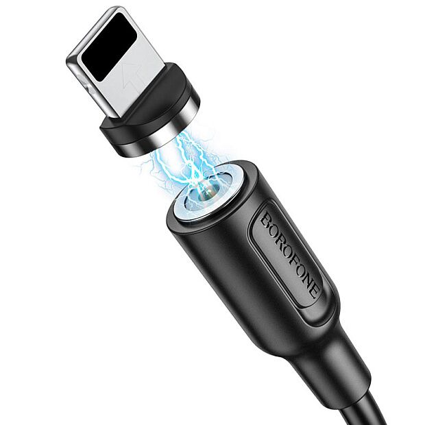 USB кабель BOROFONE BX41 Amiable Lightning 8-pin, магнитный, 1м, 2.4A, PVC (черный) - 3