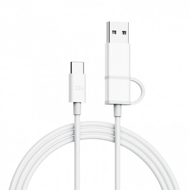 Кабель ZMI C To C To A Data Cable 100 cm (White/Белый) - 1