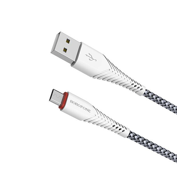USB кабель BOROFONE BX25 Powerful MicroUSB, 1м, 2.4A, нейлон (белый) - 2