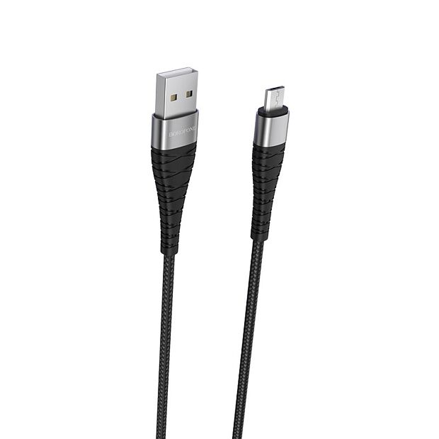 USB кабель BOROFONE BX32 Munificent Micro USB, 1м, 5A, нейлон (черный) - 3