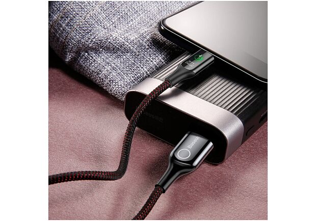 Кабель Baseus C-Shaped Intelligent Power-Off Cable USB For Type-C 3A 1M CATCD-01 (Black) - 5