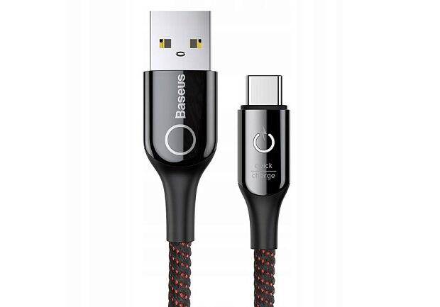 Кабель Baseus C-Shaped Intelligent Power-Off Cable USB For Type-C 3A 1M CATCD-01 (Black) - 1
