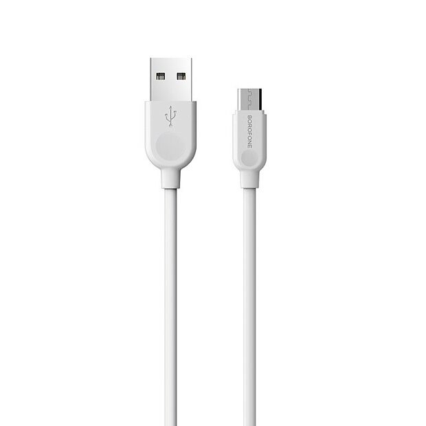 USB кабель BOROFONE BX14 LinkJet MicroUSB, 1м, 2.4A, PVC (белый) - 4
