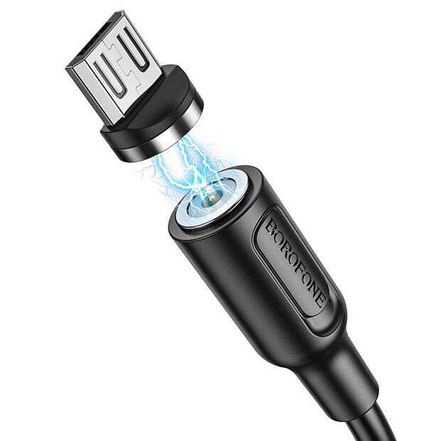 USB кабель BOROFONE BX41 Amiable MicroUSB, магнитный, 1м, 2.4A, PVC (черный) - 3