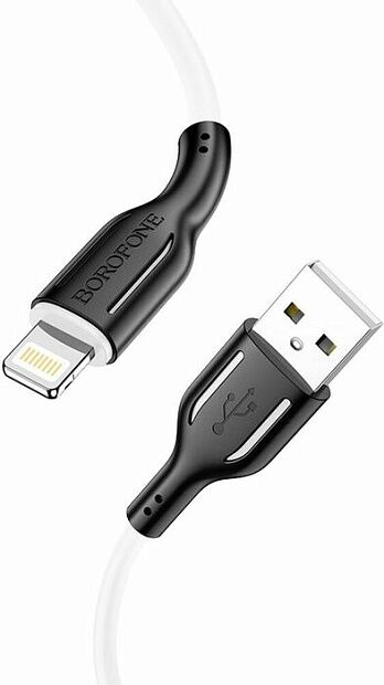 USB кабель BOROFONE BX63 Charming Lightning 8-pin, 1м, 2.4A, силикон (белый) - 1
