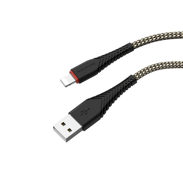 USB кабель BOROFONE BX25 Powerful Lightning 8-pin, 1м, 2.4A, нейлон (черный) - 1