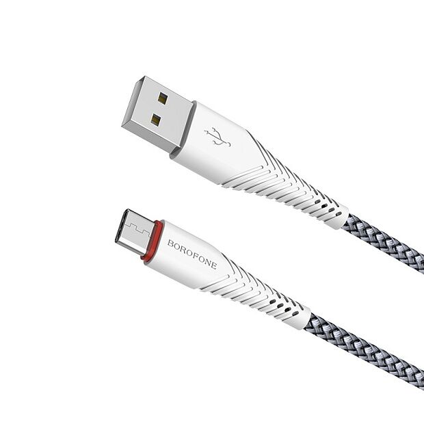 USB кабель BOROFONE BX25 Powerful Type-C, 1м, 3A, нейлон (белый) - 1