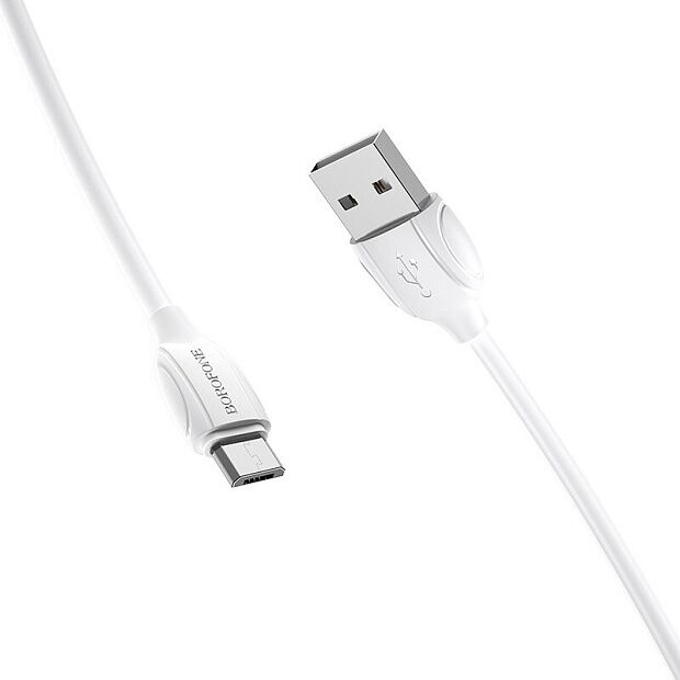 USB кабель BOROFONE BX19 Benefit MicroUSB, 2.4A, 1м, PVC (белый) - 1