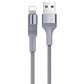 USB кабель BOROFONE BX21 Outstanding Lightning 8-pin, 1м, 2.4A, нейлон (серый) - фото