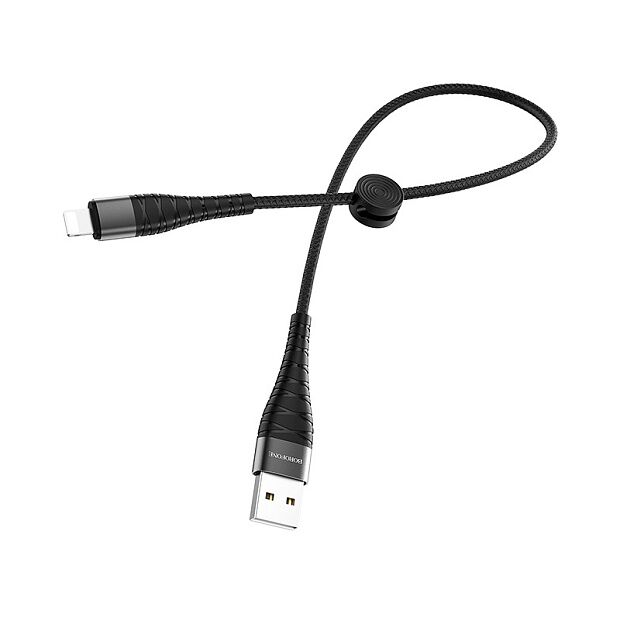 USB кабель BOROFONE BX32 Munificent Lightning 8-pin, 0.25м, 5A, нейлон (черный) - 4