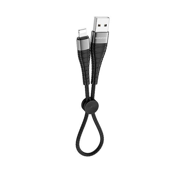 USB кабель BOROFONE BX32 Munificent Lightning 8-pin, 0.25м, 5A, нейлон (черный) - 1
