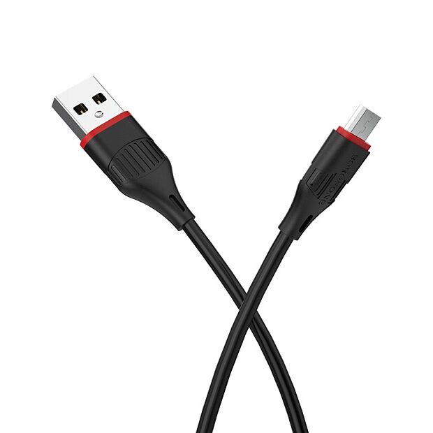 USB кабель BOROFONE BX17 Enjoy MicroUSB, 1м, PVC (черный) - 1