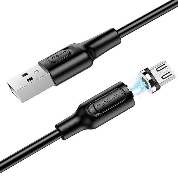 USB кабель BOROFONE BX41 Amiable MicroUSB, магнитный, 1м, 2.4A, PVC (черный) - 6