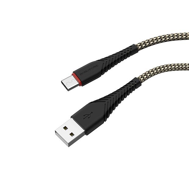 USB кабель BOROFONE BX25 Powerful Type-C, 1м, 3A, нейлон (черный) - 4