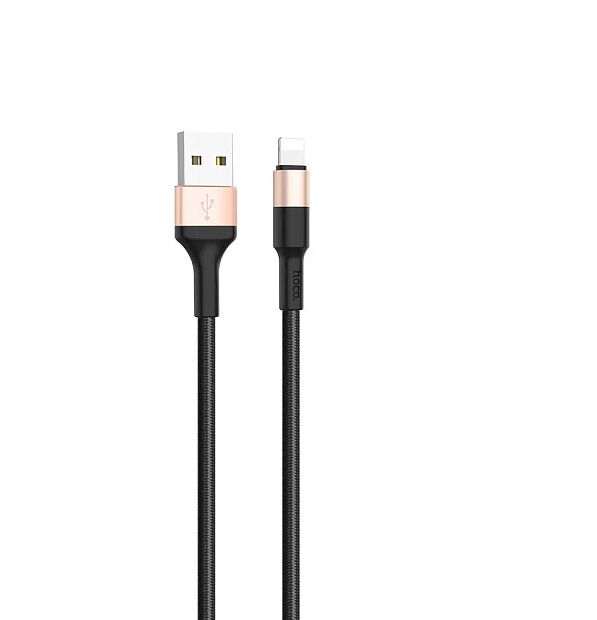 USB кабель HOCO X26 Xpress Lightning 8-pin, 1м, нейлон (черный/золотой) - 2