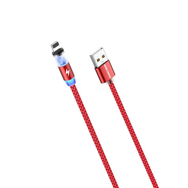Дата-кабель Smart USB 2.4A для Lightning 8-pin Magnetic More choice K61Si нейлон 1м красный - 1