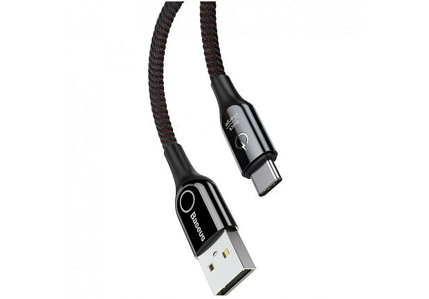 Кабель Baseus C-Shaped Intelligent Power-Off Cable USB For Type-C 3A 1M CATCD-01 (Black) - 6