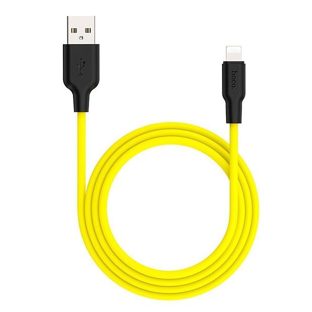 USB кабель HOCO X21 Plus Silicone Lightning 8-pin, 2.4А, 1м, силикон (желтый/черный) - 1