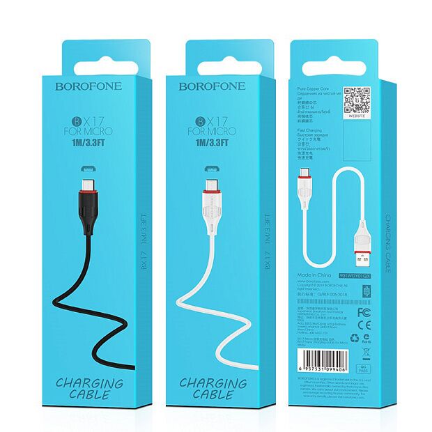 USB кабель BOROFONE BX17 Enjoy MicroUSB, 1м, PVC (черный) - 4