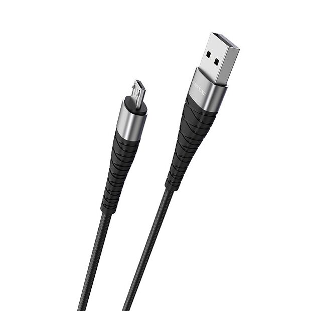 USB кабель BOROFONE BX32 Munificent Micro USB, 1м, 5A, нейлон (черный) - 2