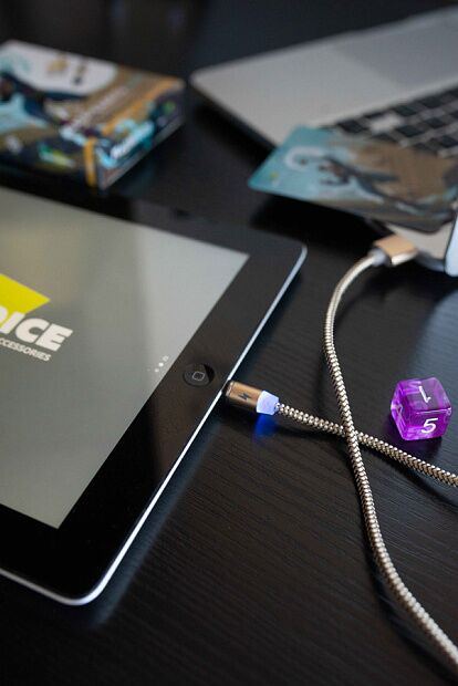 Дата-кабель Smart USB 2.4A для Lightning 8-pin Magnetic More choice K61Si нейлон 1м золотой - 6