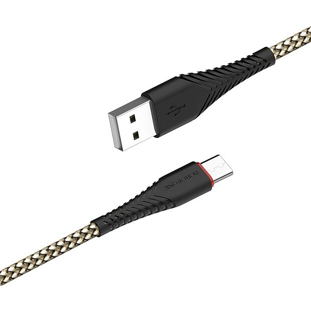 USB кабель BOROFONE BX25 Powerful Type-C, 1м, 3A, нейлон (черный) - 1