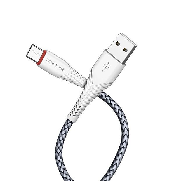 USB кабель BOROFONE BX25 Powerful Type-C, 1м, 3A, нейлон (белый) - 7
