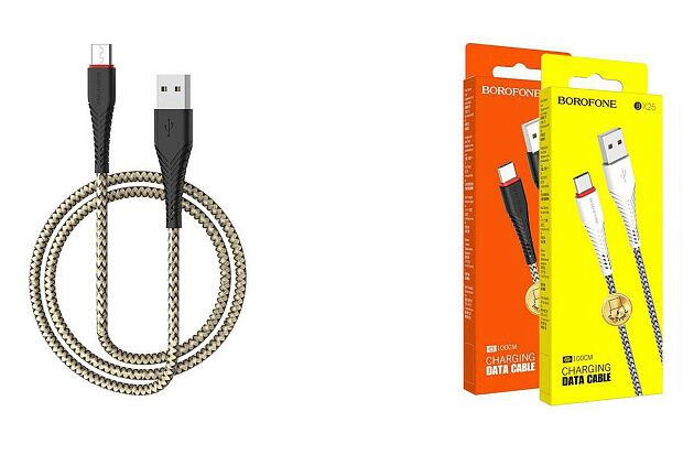 USB кабель BOROFONE BX25 Powerful Type-C, 1м, 3A, нейлон (черный) - 3