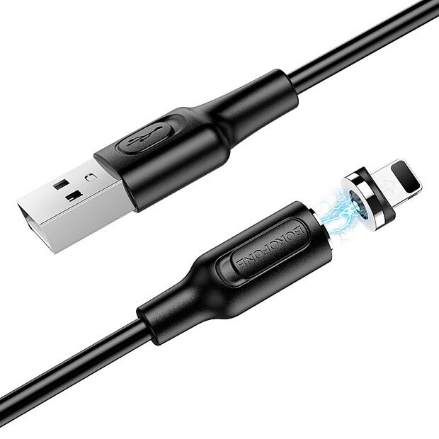 USB кабель BOROFONE BX41 Amiable Lightning 8-pin, магнитный, 1м, 2.4A, PVC (черный) - 6