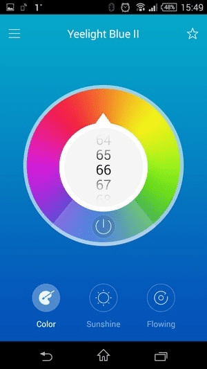 Выбор оттенка свечения Xiaomi Yeelight Bulb 2 через приложение Yeelight