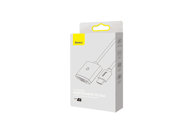 Переходник/Адаптер BASEUS Lite Series Adapter, HDMI - VGA (3.5mm Aux Port & Micro USB Power Input), черный - 5
