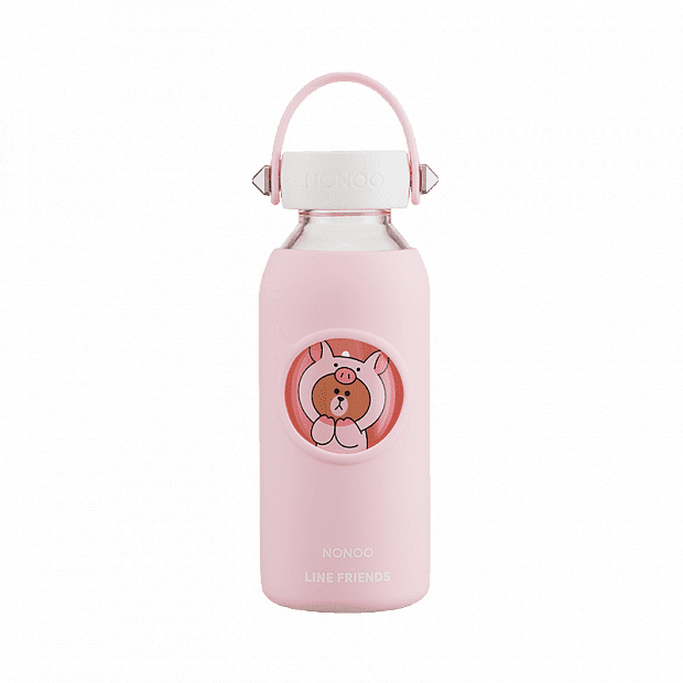 Детская бутылочка Nonoo Cool Card Glass·Line Friends 400 ml. (Pink/Розовый) 