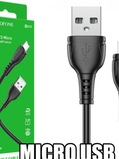 USB кабель BOROFONE BX19 Benefit MicroUSB, 2.4A, 1м, PVC (черный) - 6