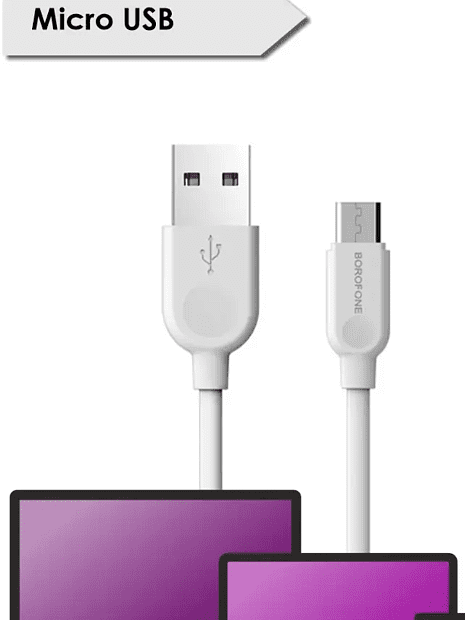 USB кабель BOROFONE BX14 LinkJet MicroUSB, 1м, 2.4A, PVC (белый) - 6