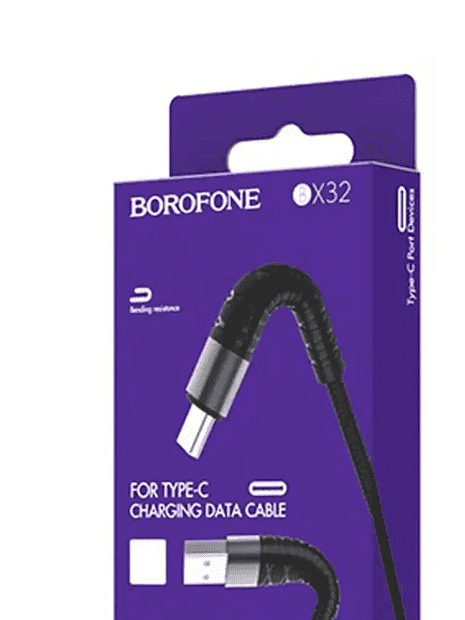 USB кабель BOROFONE BX32 Munificent Type-C, 0.25м, 5A, нейлон (черный) - 9