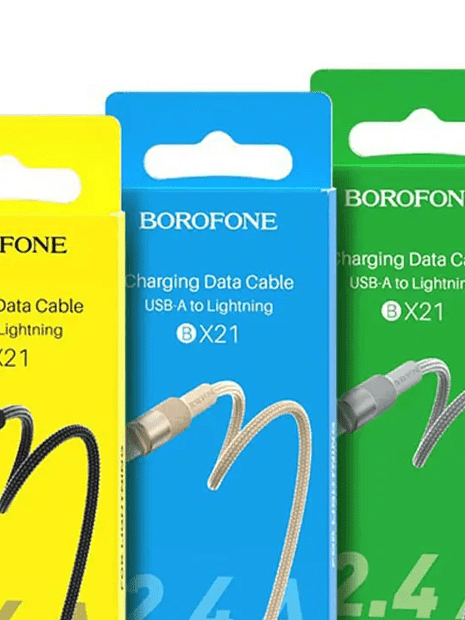 USB кабель BOROFONE BX21 Outstanding Lightning 8-pin, 1м, 2.4A, нейлон (серый) - 5